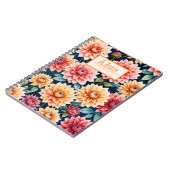 ダリア花パターンデジタルアートパーソナライズされた/ ノートブック (左側)