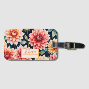ダリア花パターンデジタルアートパーソナライズされた/ ラゲッジタグ