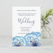 ダリア花ブルー白赤面ピンク結婚ズ 招待状 (スタンド正面)