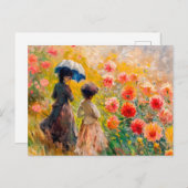 ダリア花壇の2人の女性 シーズンポストカード (正面/裏面)