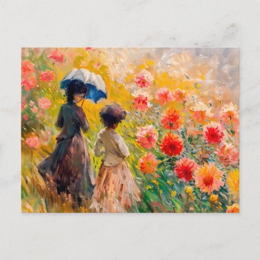 ダリア花壇の2人の女性 シーズンポストカード (正面)