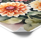 ダリア花手作り水彩画ポスターアート ポスター (角)