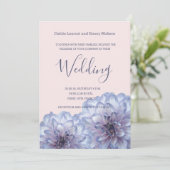 ダリア花薄紫ブルーピンク結婚式招待状 招待状 (スタンド正面)