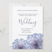 ダリア花薄紫ブルー白結婚式招待状 招待状 (正面)