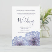 ダリア花薄紫ブルー白結婚式招待状 招待状 (スタンド正面)
