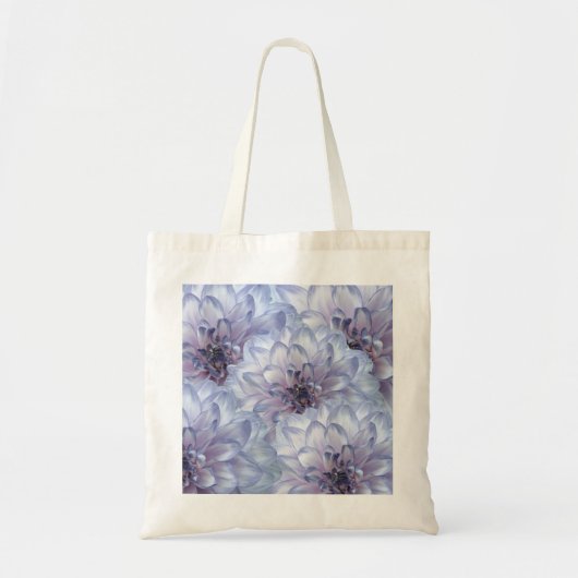 ダリア花薄紫ラベンダーブルーエレガントフローラ トートバッグ (正面)