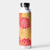 ダリア花、花のパターン、オレンジ色のダリア ウォーターボトル (左面)
