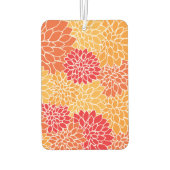 ダリア花、花のパターン、オレンジ色のダリア カーエアーフレッシュナー (裏面)