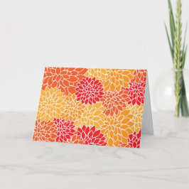 ダリア花、花のパターン、オレンジ色のダリア カード