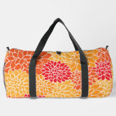 ダリア花、花のパターン、オレンジ色のダリア ダッフルバッグ (裏面)