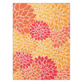 ダリア花、花のパターン、オレンジ色のダリア テーブルクロス (正面)