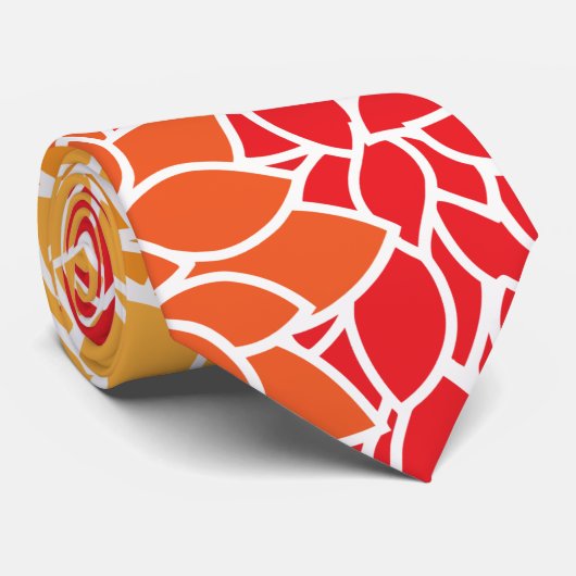 ダリア花、花のパターン、オレンジ色のダリア ネクタイ (ロール)