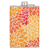 ダリア花、花のパターン、オレンジ色のダリア フラスク (裏面)