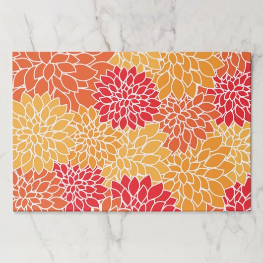 ダリア花、花のパターン、オレンジ色のダリア ペーパーパッド (正面)