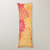 ダリア花、花のパターン、オレンジ色のダリア ボディピロー (裏面 (縦))