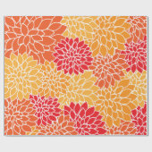 ダリア花、花のパターン、オレンジ色のダリア ラッピングペーパー (フラット)