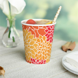 ダリア花、花のパターン、オレンジ色のダリア 紙コップ