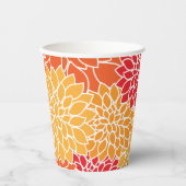 ダリア花、花のパターン、オレンジ色のダリア 紙コップ (正面)