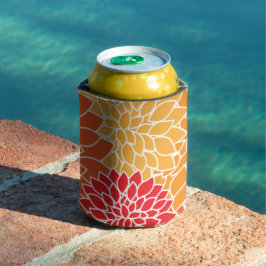 ダリア花、花のパターン、オレンジ色のダリア 缶クーラー