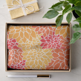 ダリア花、花のパターン、オレンジ色のダリア 薄葉紙