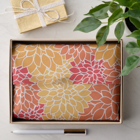 ダリア花、花のパターン、オレンジ色のダリア 薄葉紙 (ギフト)