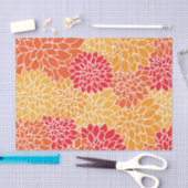 ダリア花、花のパターン、オレンジ色のダリア 薄葉紙 (クラフト)