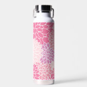 ダリア花、花のパターン、ピンクのダリア ウォーターボトル (正面)
