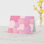 ダリア花、花のパターン、ピンクのダリア カード (黄色い花)