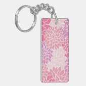 ダリア花、花のパターン、ピンクのダリア キーホルダー (正面左)