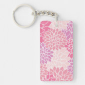 ダリア花、花のパターン、ピンクのダリア キーホルダー (正面)