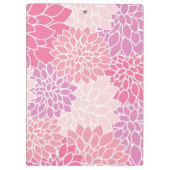 ダリア花、花のパターン、ピンクのダリア クリップボード (裏面)