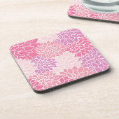 ダリア花、花のパターン、ピンクのダリア コースター (左側)