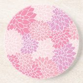 ダリア花、花のパターン、ピンクのダリア コースター (正面)