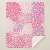 ダリア花、花のパターン、ピンクのダリア シェルパブランケット (正面)