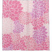 ダリア花、花のパターン、ピンクのダリア シャワーカーテン (正面)