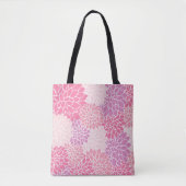 ダリア花、花のパターン、ピンクのダリア トートバッグ (正面)