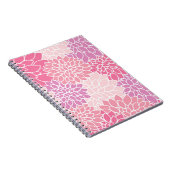 ダリア花、花のパターン、ピンクのダリア ノートブック (右側)