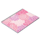 ダリア花、花のパターン、ピンクのダリア ノートブック (左側)