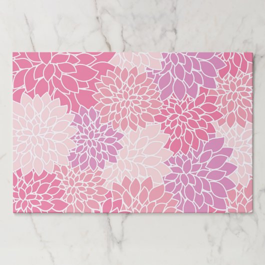 ダリア花、花のパターン、ピンクのダリア ペーパーパッド (正面)