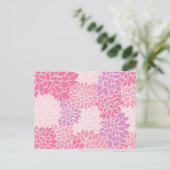 ダリア花、花のパターン、ピンクのダリア ポストカード (スタンド正面)