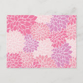 ダリア花、花のパターン、ピンクのダリア ポストカード (正面)