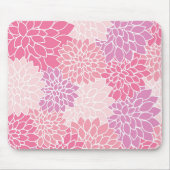 ダリア花、花のパターン、ピンクのダリア マウスパッド (正面)