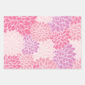 ダリア花、花のパターン、ピンクのダリア ラッピングペーパーシート (正面3)