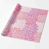 ダリア花、花のパターン、ピンクのダリア ラッピングペーパー (アンロールド)