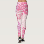 ダリア花、花のパターン、ピンクのダリア レギンス (裏面)