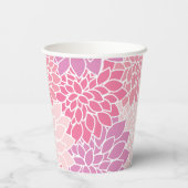 ダリア花、花のパターン、ピンクのダリア 紙コップ (裏面)