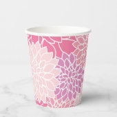 ダリア花、花のパターン、ピンクのダリア 紙コップ (正面)