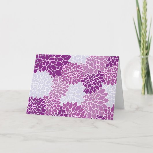 ダリア花、花のパターン、紫ダリア カード (正面)