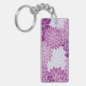 ダリア花、花のパターン、紫ダリア キーホルダー (正面左)
