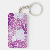ダリア花、花のパターン、紫ダリア キーホルダー (裏面)
